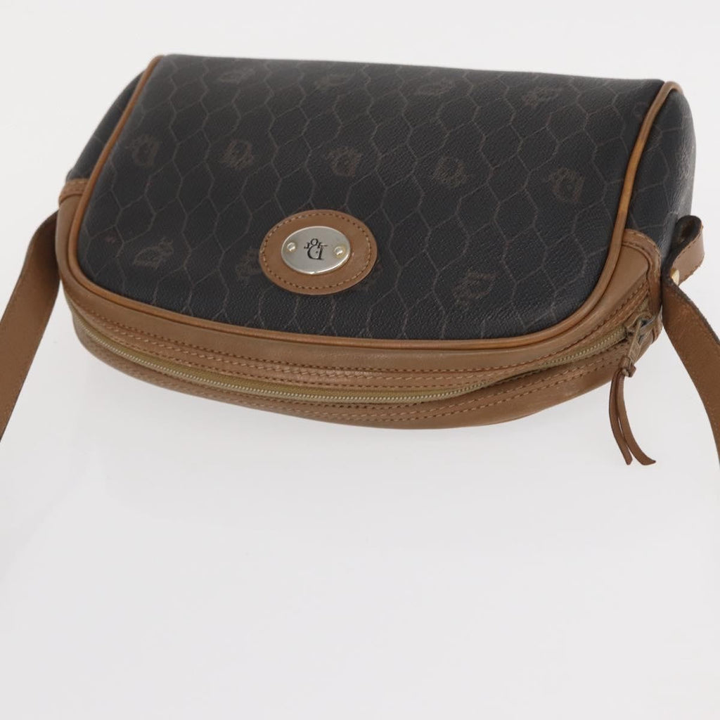 Christian Dior Vintage Honeycomb Shoulder Bag Canvas And Leather Black Canvas Shoulder Bag Bag (Pre-Owned)