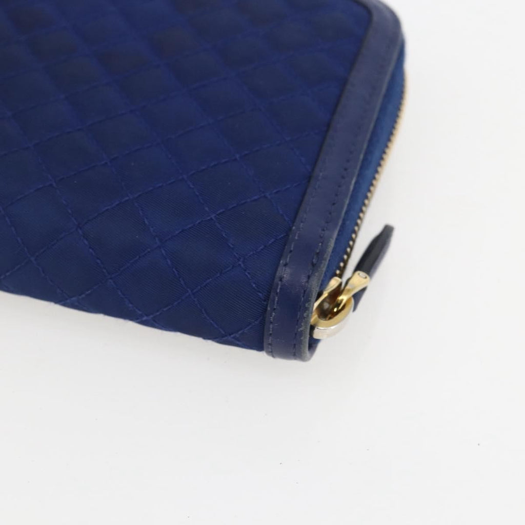 Prada Zip Around Organizer Wallet Saffiano Leather With Applique Blue Leather Wallets Accessory