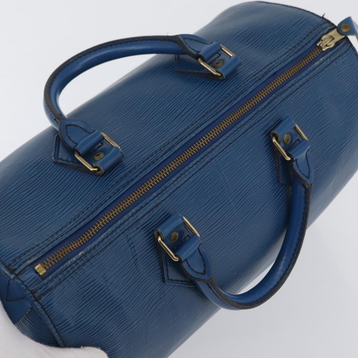 Louis Vuitton Speedy Handbag Epi Leather Blue Leather Handbag