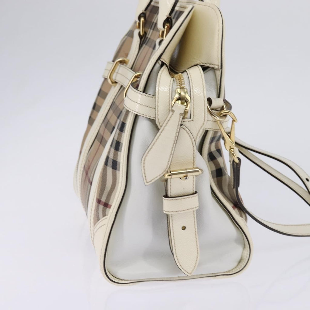 Burberry Minford Satchel Haymarket Coated Canvas Beige Canvas Tote Bag