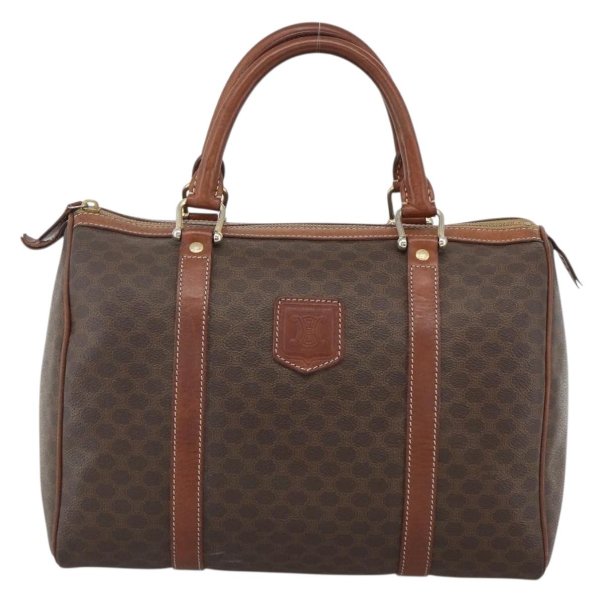 Celine Macadam Handbag Macadam With Leather Brown Canvas Handbag