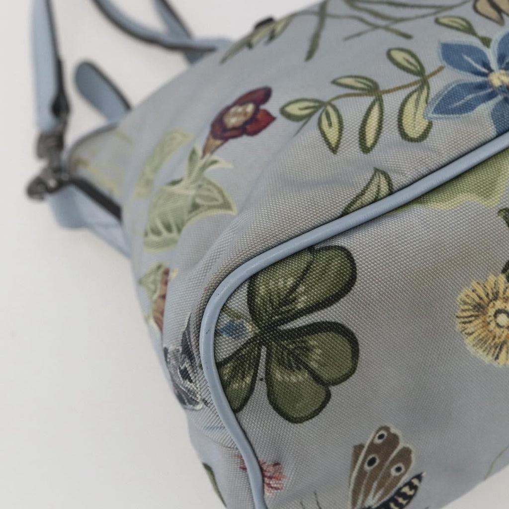 Gucci Convertible Zip Tote Flora Canvas Blue Canvas Tote Bag Bag (Pre-Owned)