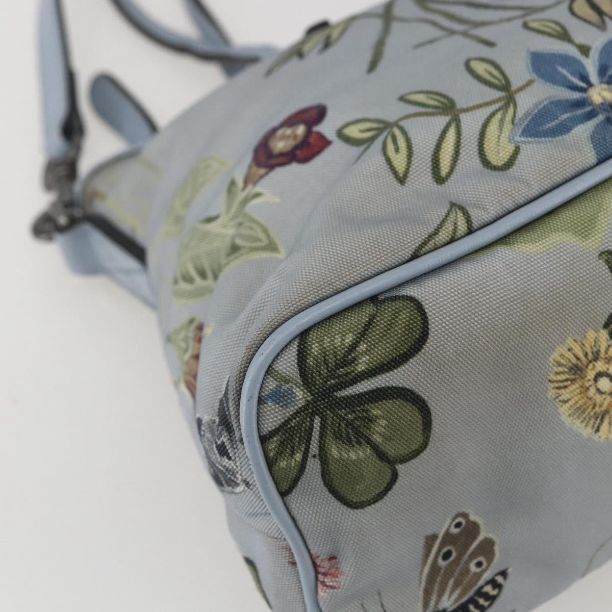Gucci Convertible Zip Tote Flora Canvas Blue Canvas Tote Bag Bag (Pre-Owned)