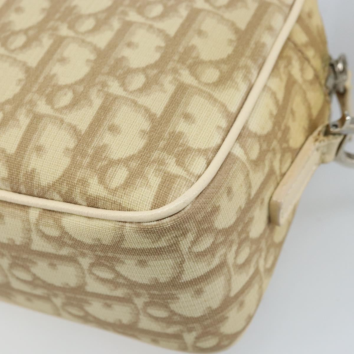 Christian Dior Vintage Crossbody Bag Embroidered Diorissimo Canvas Beige Canvas Shoulder Bag Bag (Pre-Owned)