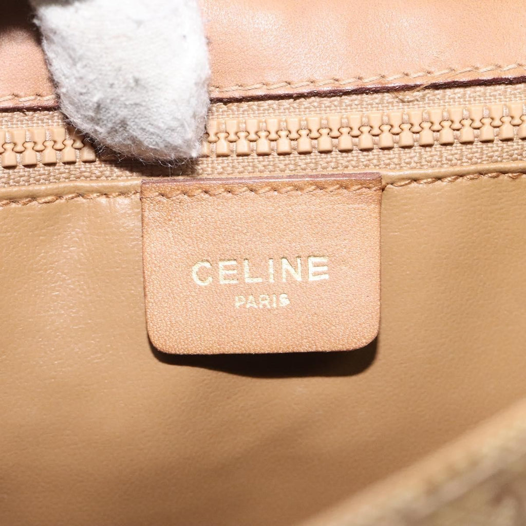 Celine Vintage Macadam Shoulder Bag Canvas And Leather Beige Canvas Shoulder Bag Bag