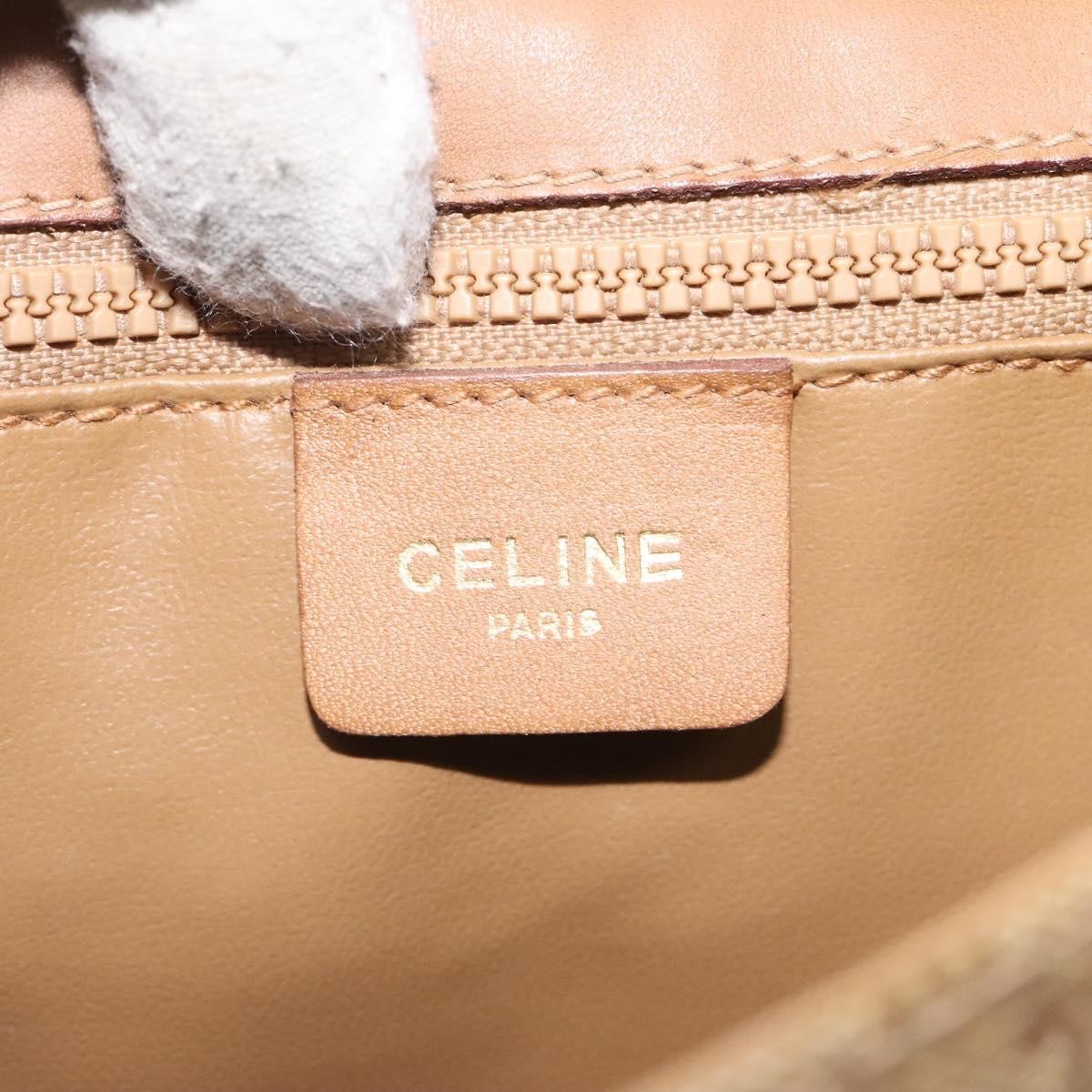 Celine Vintage Macadam Shoulder Bag Canvas And Leather Beige Canvas Shoulder Bag Bag