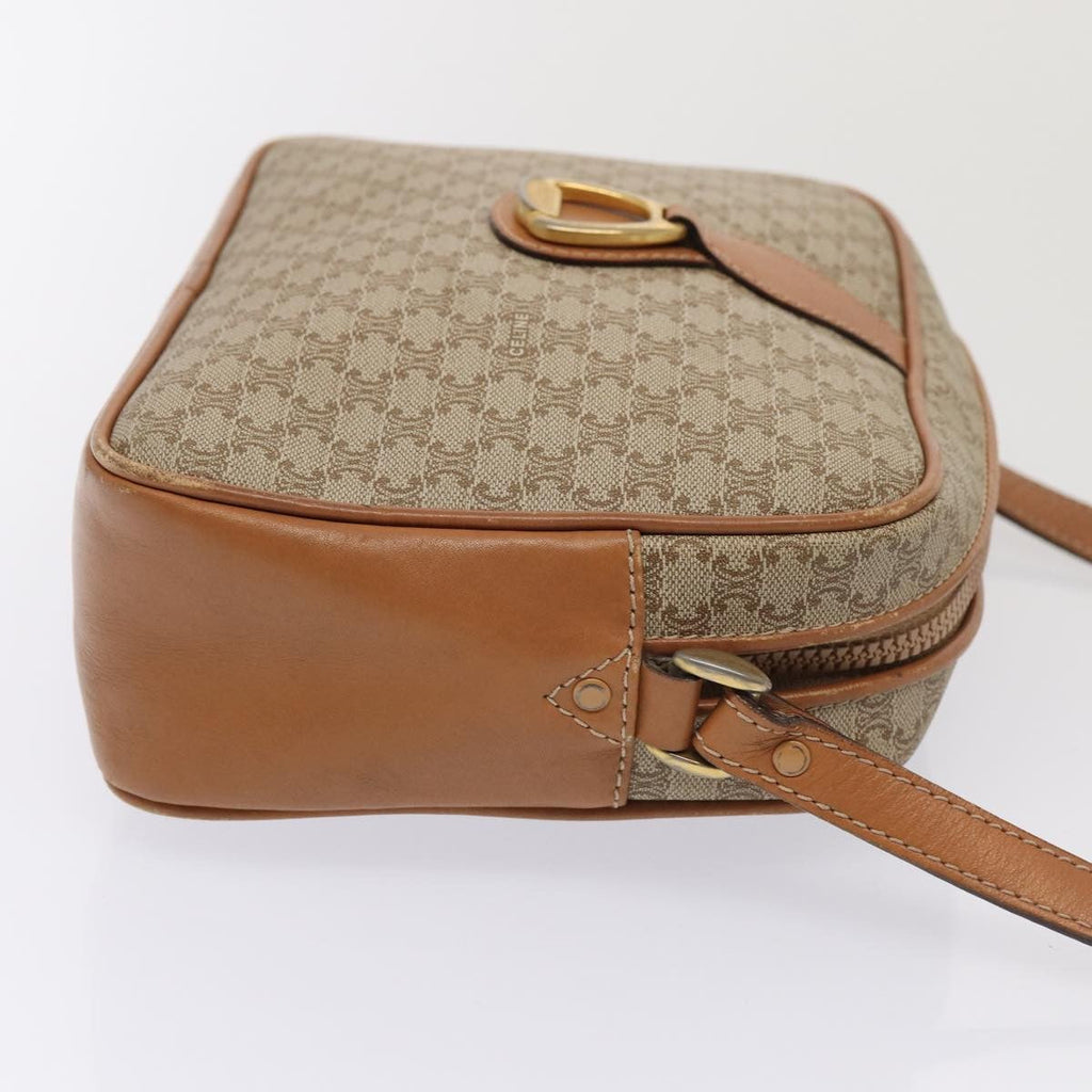 Celine Vintage Macadam Shoulder Bag Canvas And Leather Beige Canvas Shoulder Bag Bag