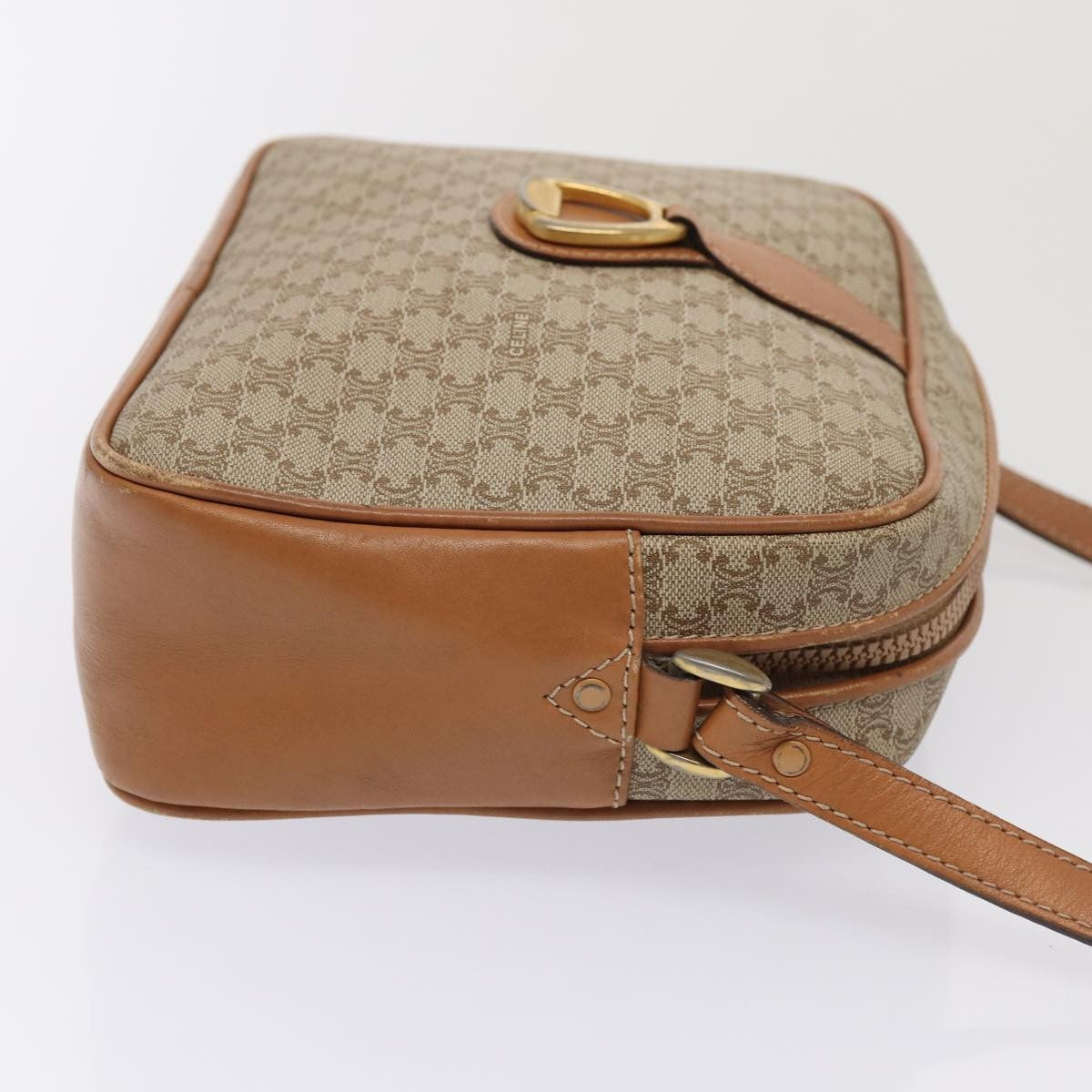 Celine Vintage Macadam Shoulder Bag Canvas And Leather Beige Canvas Shoulder Bag Bag