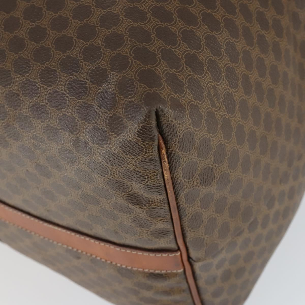 Celine Vintage Macadam Boston Bag Canvas And Leather Brown Canvas Travel Bag Bag