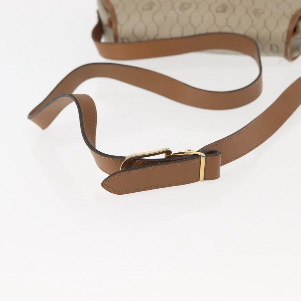 Christian Dior Vintage Honeycomb Flap Crossbody Bag Coated Canvas Beige Canvas Bag (Pre-Owned)