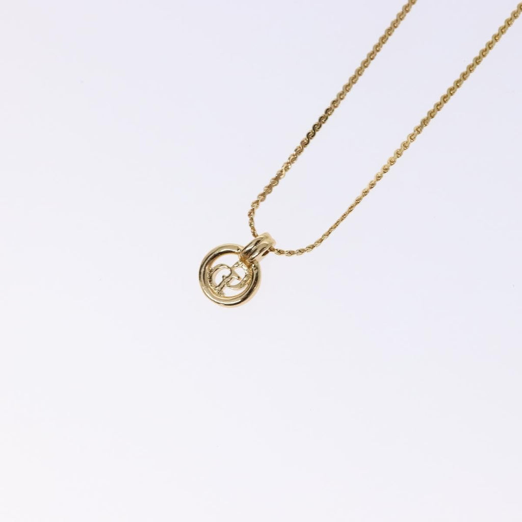 Christian Dior Cd Round Pendant Necklace Metal Gold Metal Necklace Jewelry (Pre-Owned)