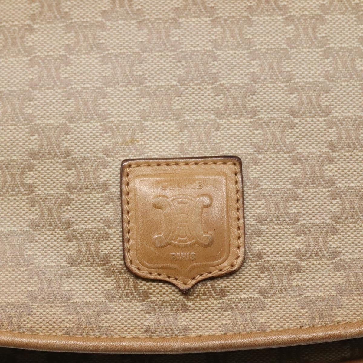 Celine Vintage Macadam Shoulder Bag Canvas And Leather Beige Canvas Shoulder Bag Bag