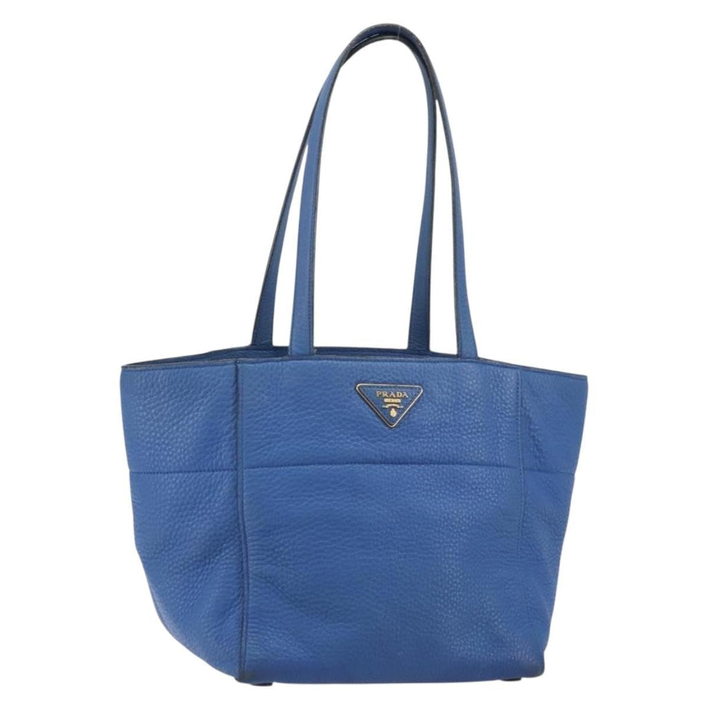 Prada Tote Vitello Daino Vitello Daino Blue Leather Tote Bag Bag