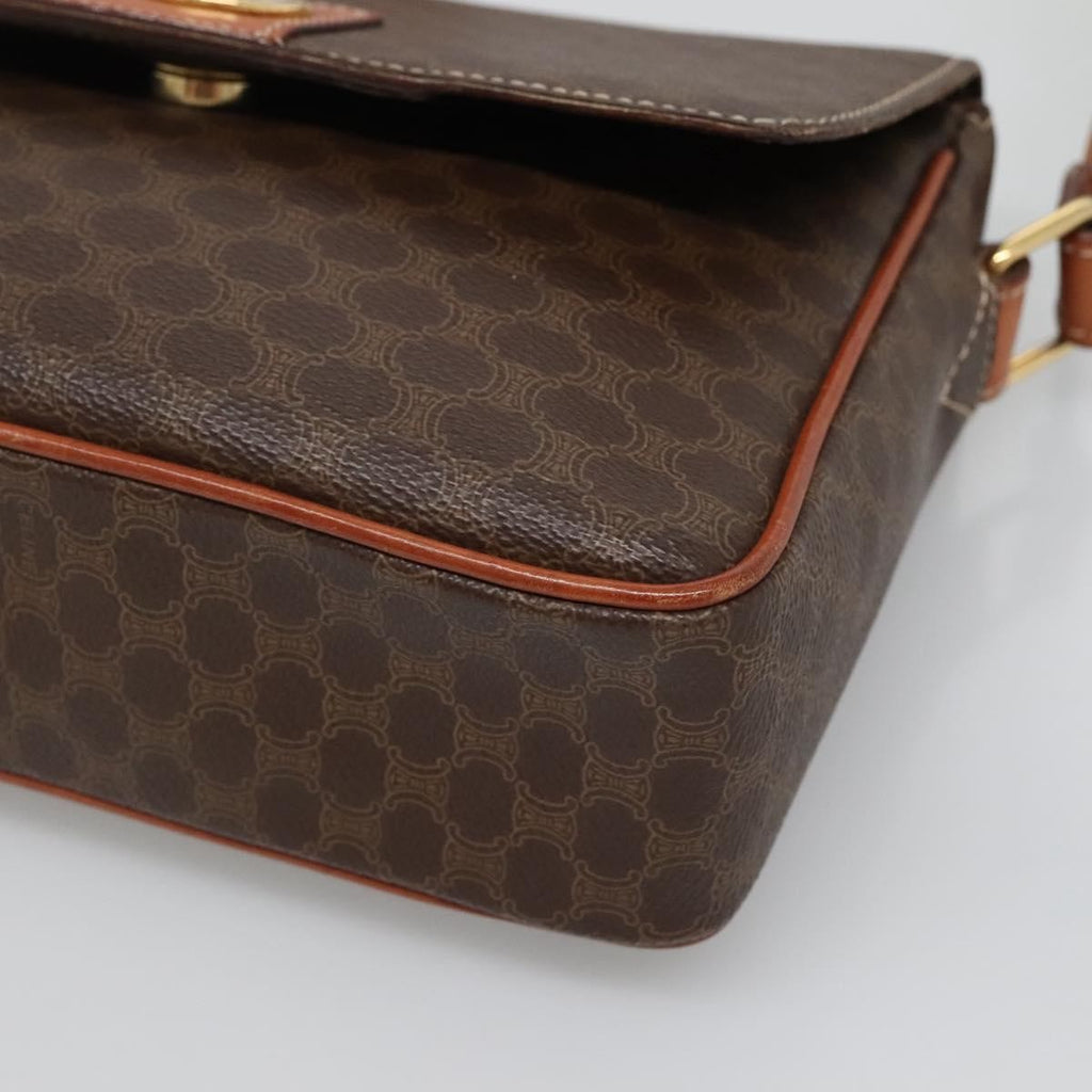 Celine Vintage Macadam Shoulder Bag Canvas And Leather Brown Canvas Shoulder Bag Bag