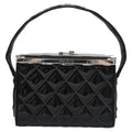 Chanel Vintage Metal Box Bag Quilted Patent Black Patent_Leather Handbag