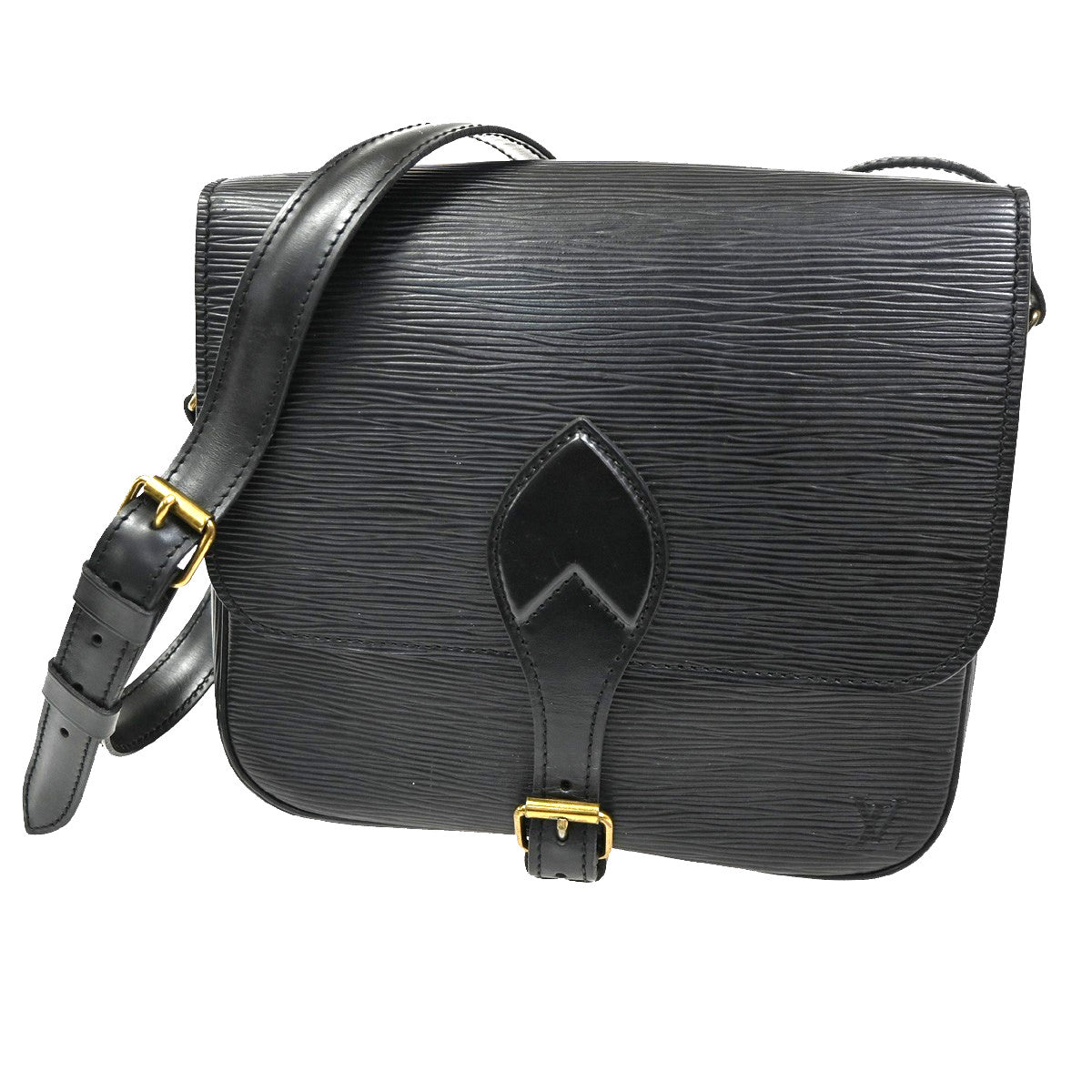 Louis Vuitton Cartouchiere Handbag Epi Leather Black Leather Shoulder Bag