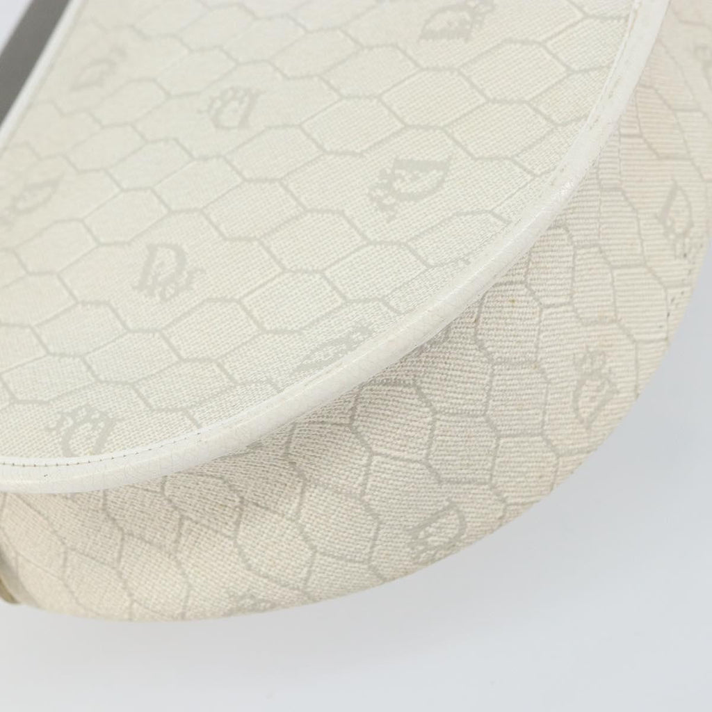 Christian Dior Vintage Honeycomb Flap Crossbody Bag Canvas And Leather White Canvas Shoulder Bag Bag (Pre-Owned)