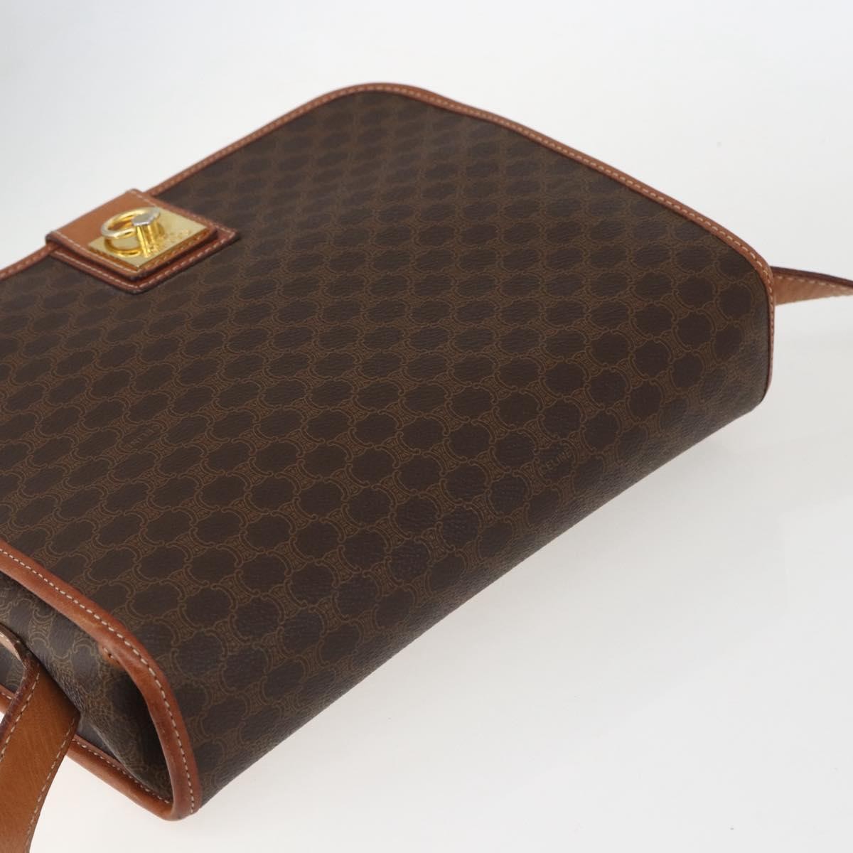 Celine Vintage Macadam Shoulder Bag Canvas And Leather Brown Canvas Shoulder Bag Bag