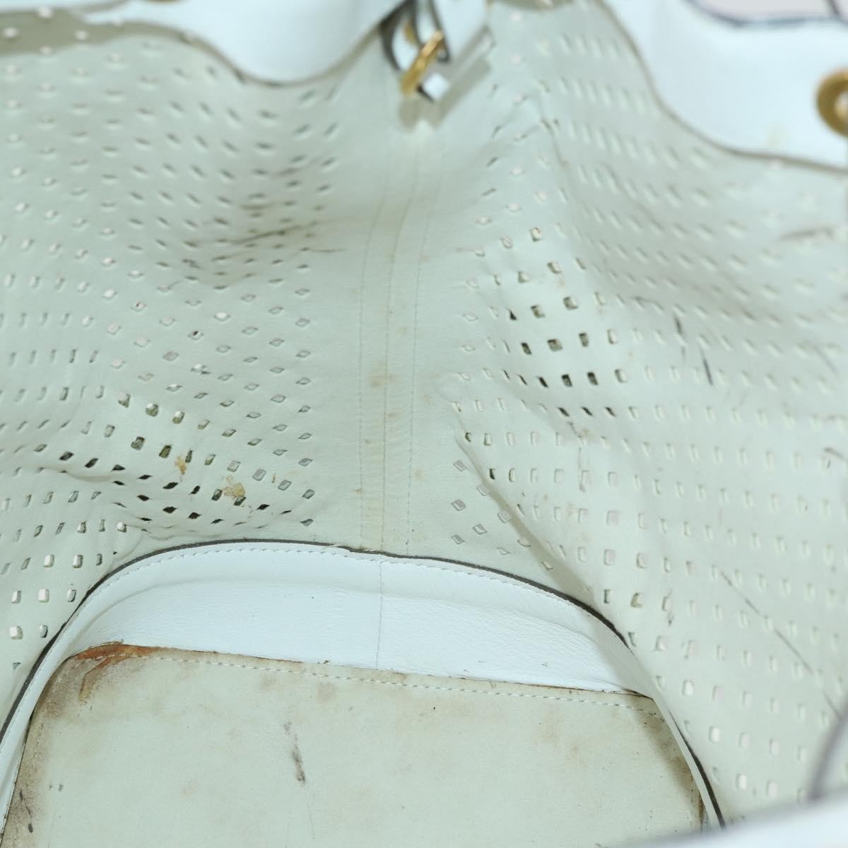 Louis Vuitton Flore Noe Handbag Perforated Leather White Leather Shoulder Bag