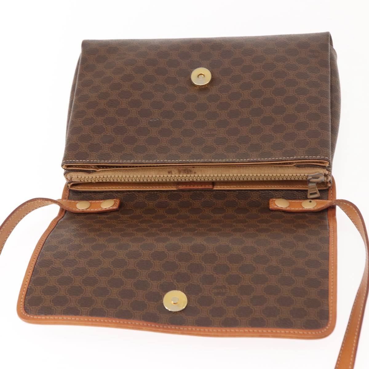Celine Vintage Macadam Shoulder Bag Canvas Brown Canvas Shoulder Bag Bag