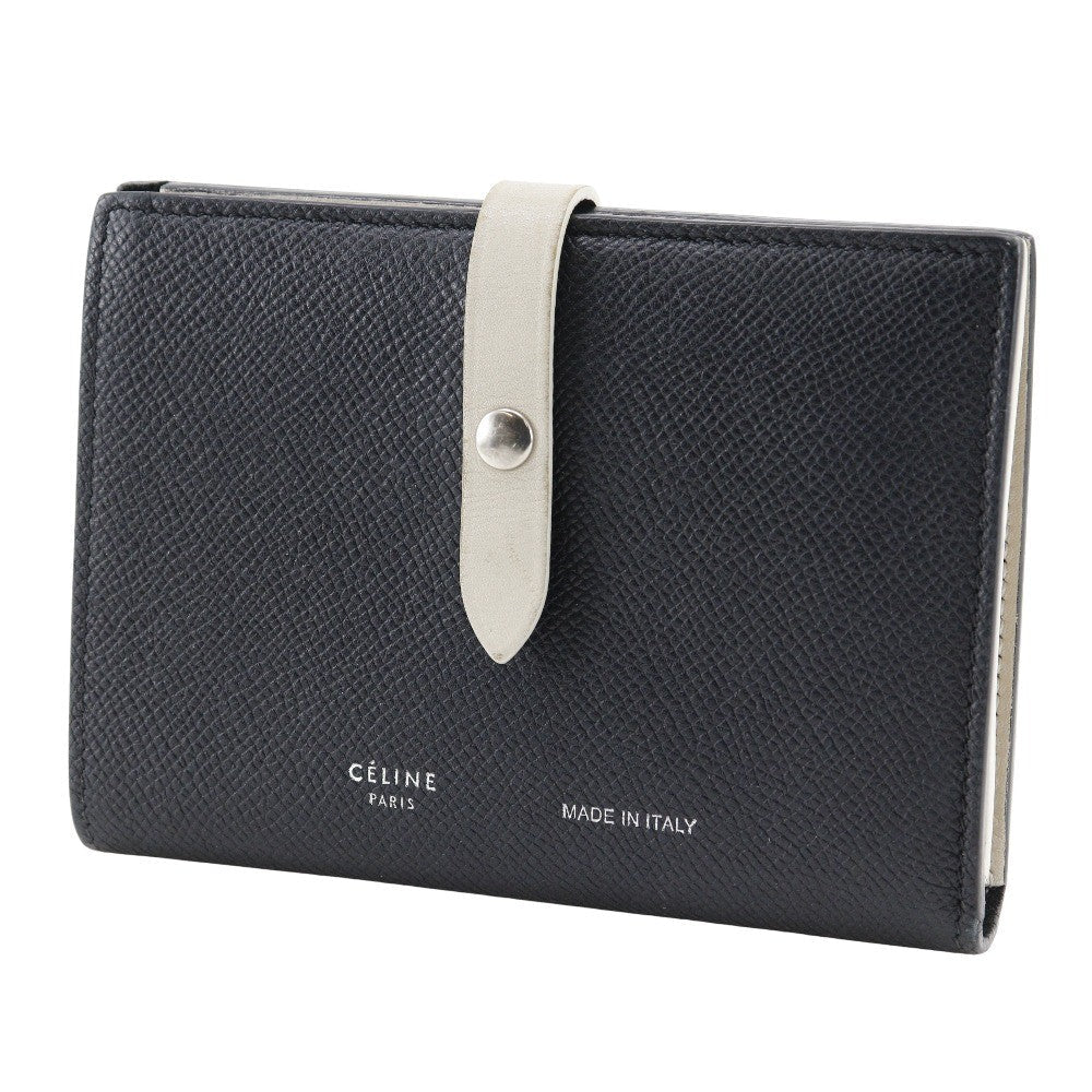 Celine Multifunction Strap Wallet Leather Black Calfskin Wallets Accessory