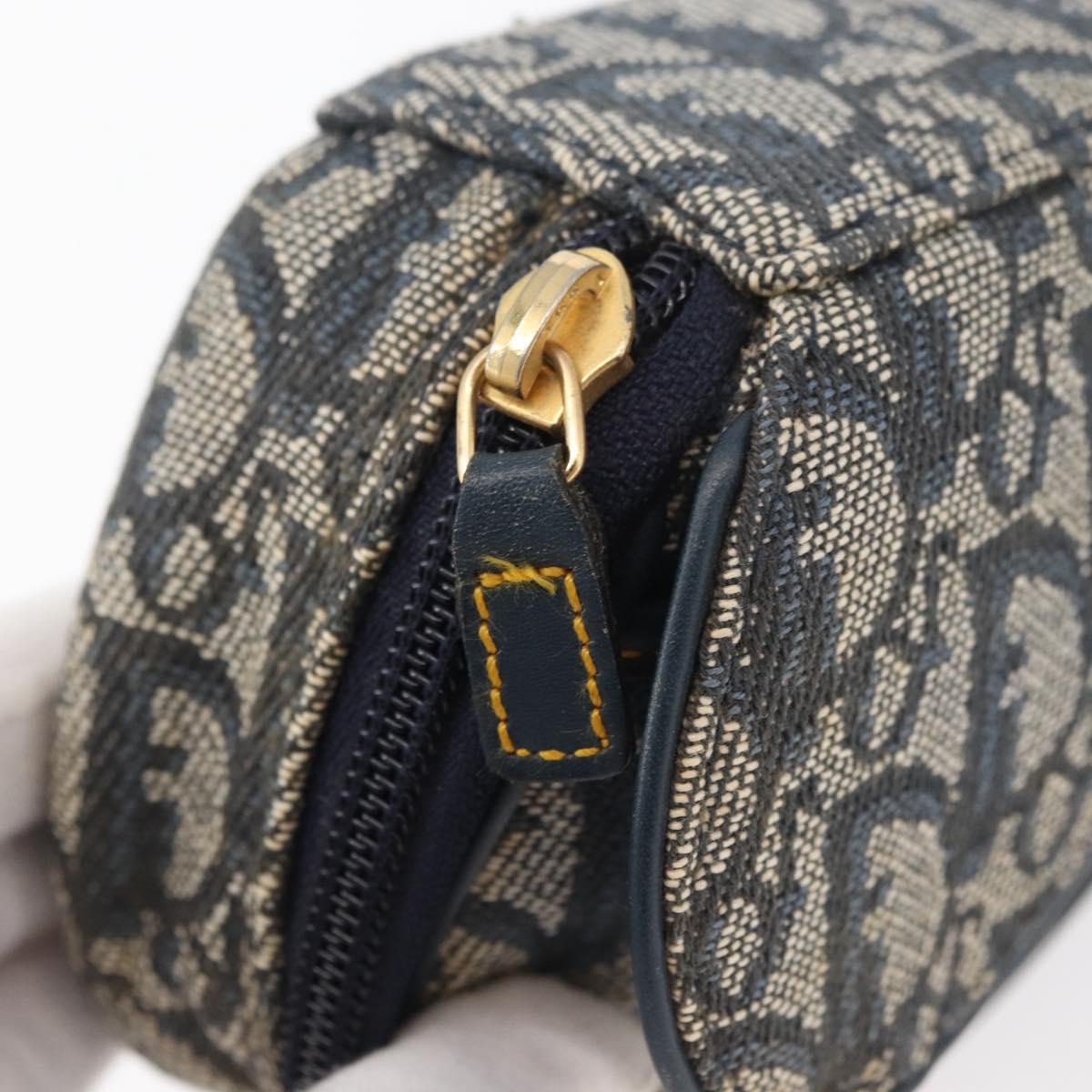 Christian Dior Vintage Saddle Coin Purse Diorissimo Canvas Navy Canvas Clutche & Pouche Bag (Pre-Owned)