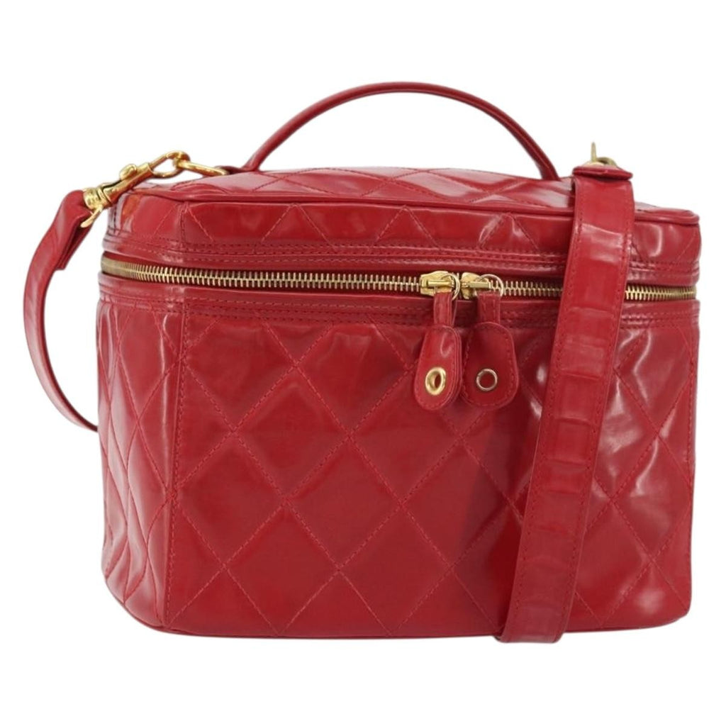 Chanel Vintage Vanity Case Patent Red Patent_Leather Handbag