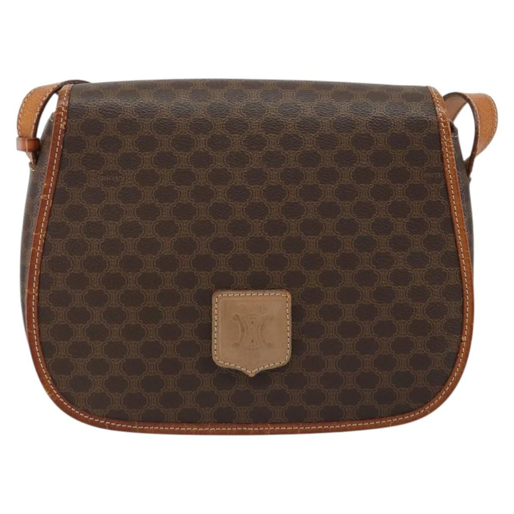 Celine Macadam Shoulder Bag Pvc Leather Brown Canvas Shoulder Bag Bag