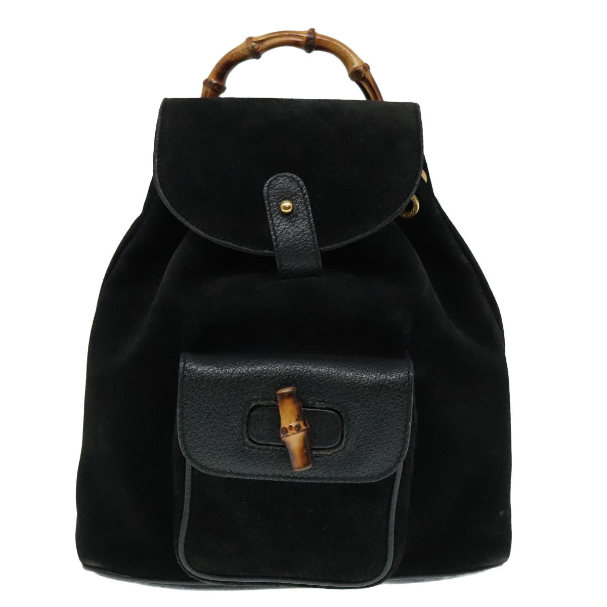 Gucci Gucci Bamboo Backpack Daim Black Suede Backpack Bag (Pre-Owned)