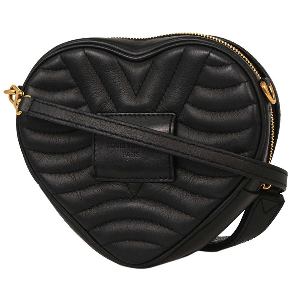 Louis Vuitton New Wave Heart Crossbody Bag Quilted Leather Black Leather Crossbody Bag
