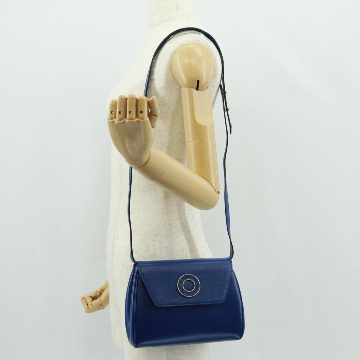 Celine Vintage Circle Logo Crossbody Bag Leather Blue Leather Shoulder Bag Bag