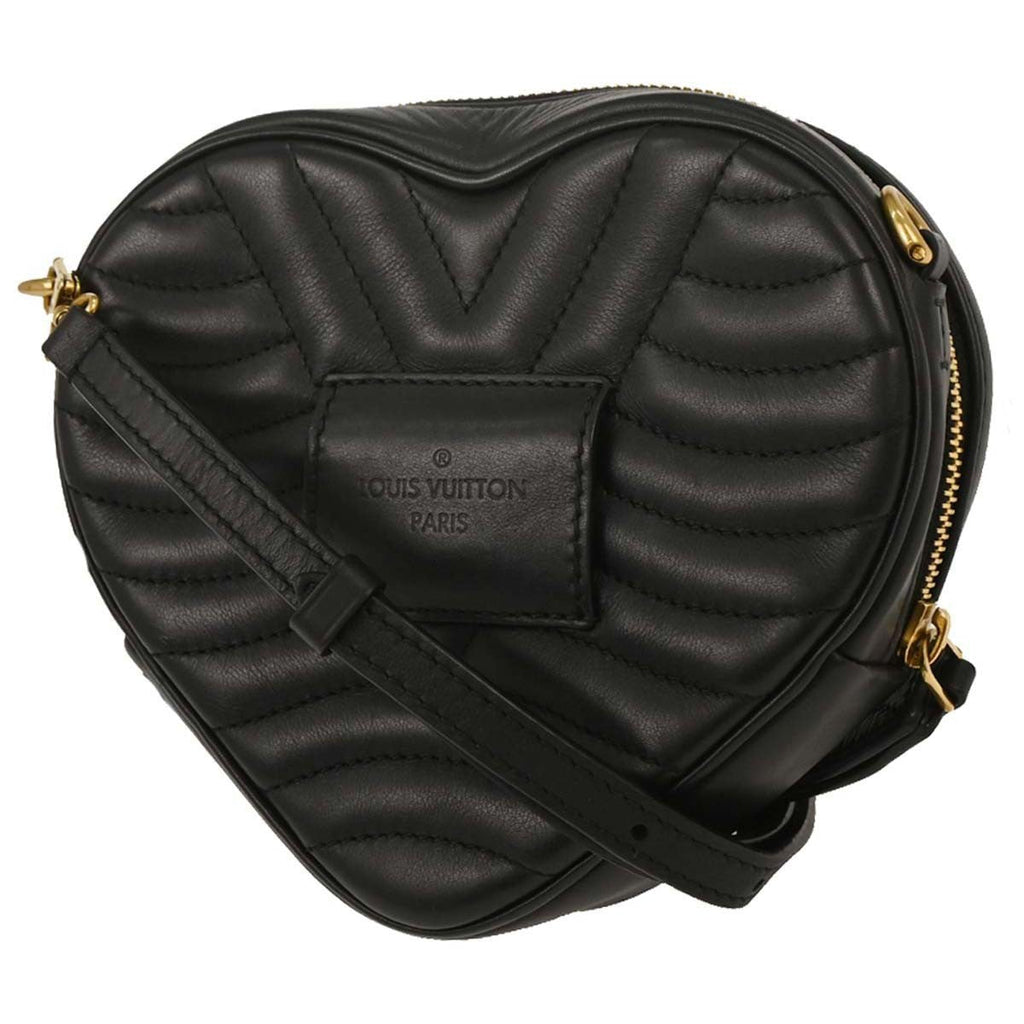 Louis Vuitton New Wave Heart Crossbody Bag Quilted Leather Black Leather Shoulder Bag