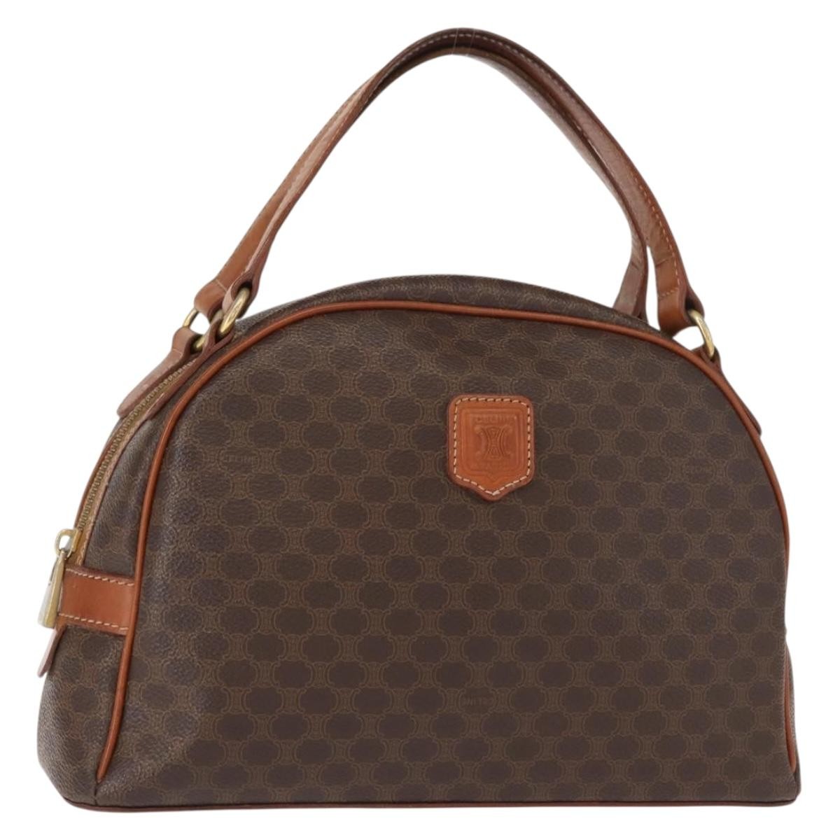 Celine Vintage Macadam Handbag Canvas And Leather Brown Canvas Handbag