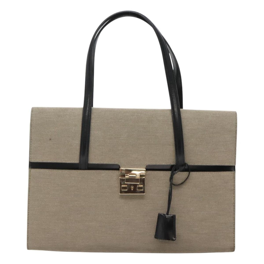 Gucci Lady Lock Handbag Canvas Beige Canvas Handbag (Pre-Owned)