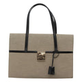 Gucci Lady Lock Handbag Canvas Beige Canvas Handbag (Pre-Owned)