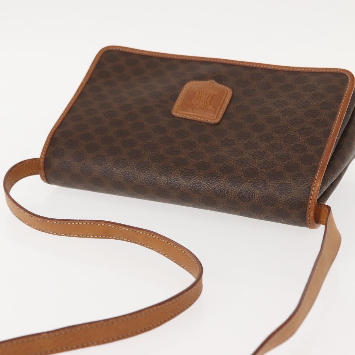 Celine Vintage Macadam Shoulder Bag Canvas Brown Canvas Shoulder Bag Bag