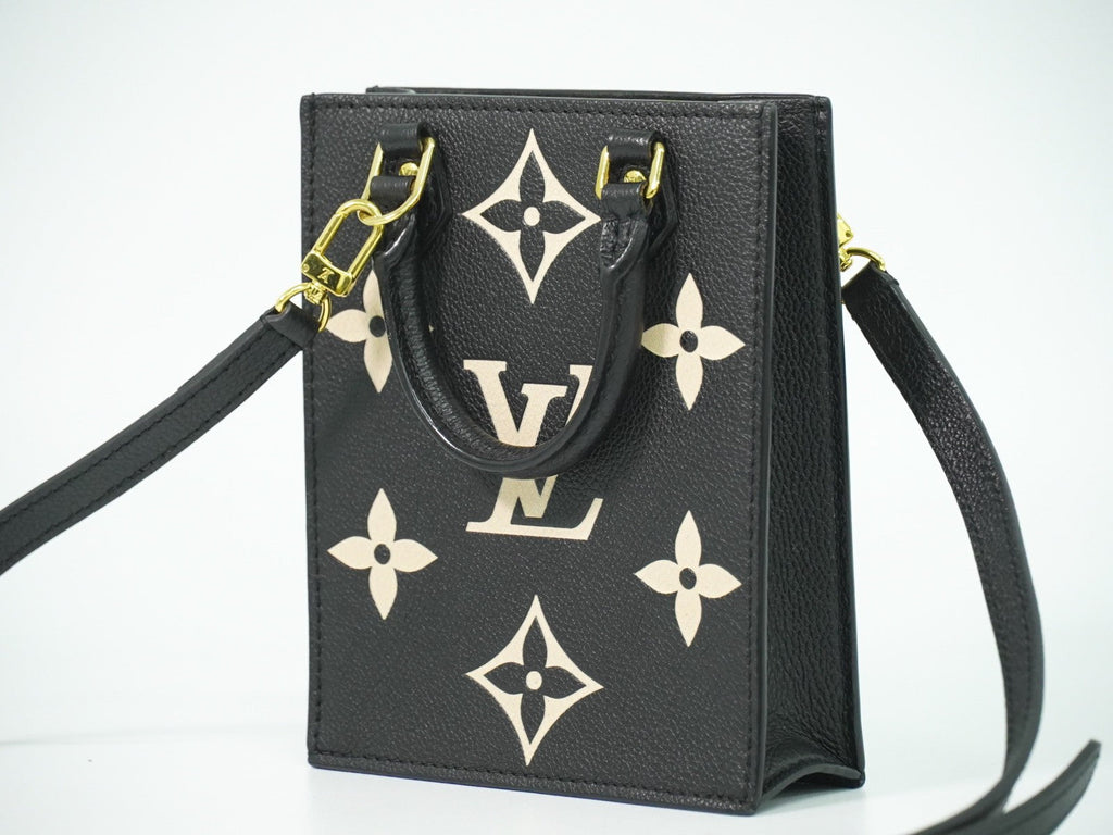 Louis Vuitton Petit Sac Plat Bag Bicolor Monogram Empreinte Giant Black Leather Tote Bag