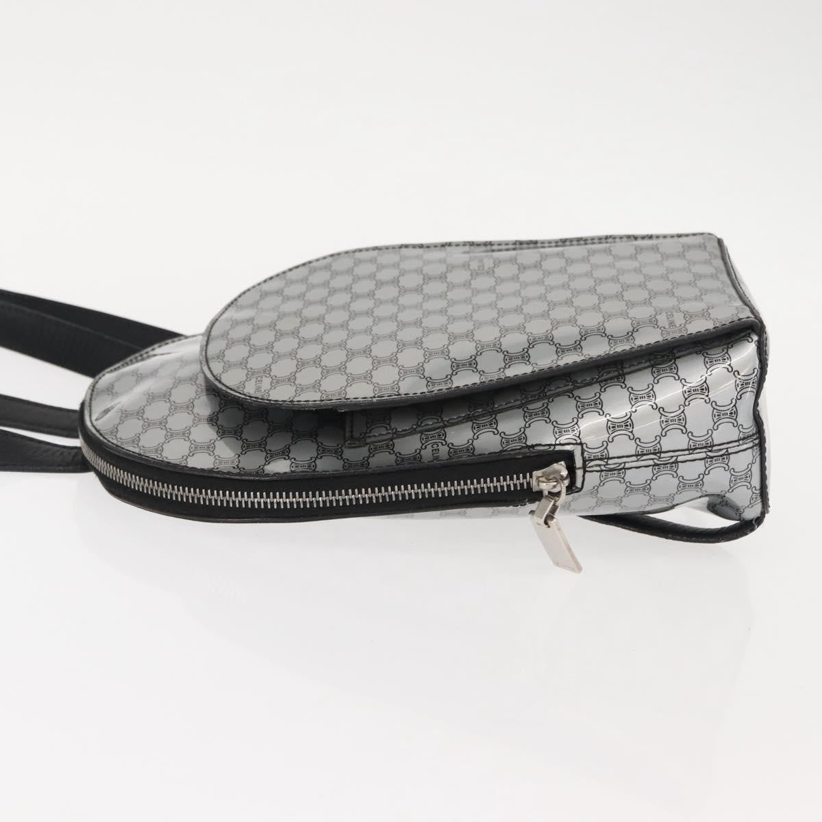 Celine Vintage Macadam Backpack Canvas And Leather Silver Pvc Backpack Bag