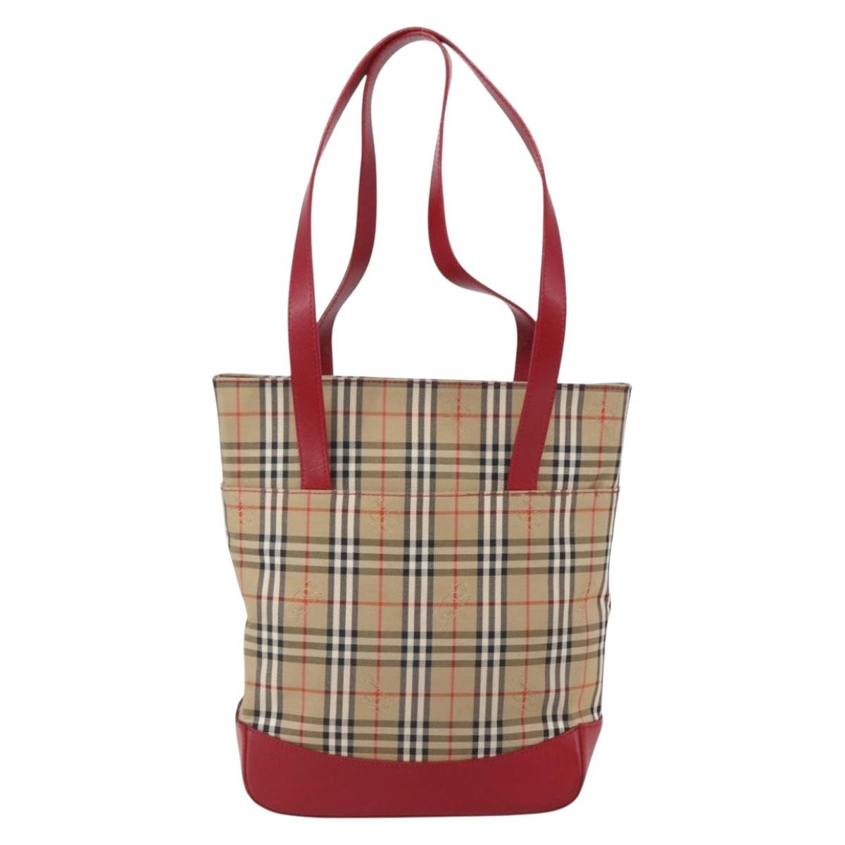 Burberry Nova Check Tote Canvas Check Pattern Beige Canvas Tote Bag