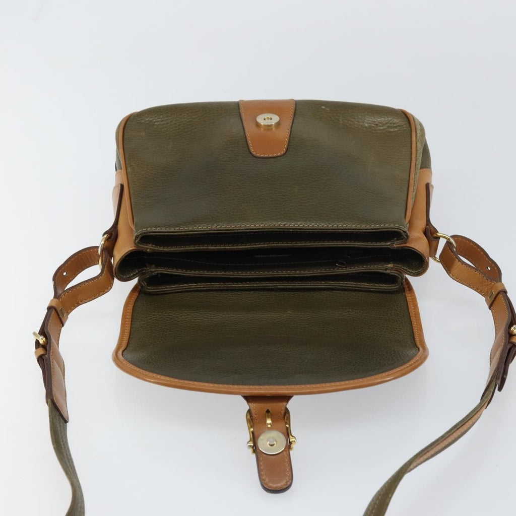 Celine Vintage Shoulder Bag Leather Khaki Leather Shoulder Bag Bag