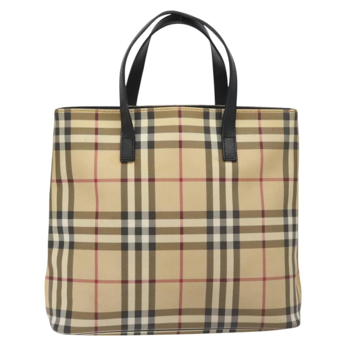 Burberry Nova Check Tote Canvas Check Pattern Beige Canvas Tote Bag