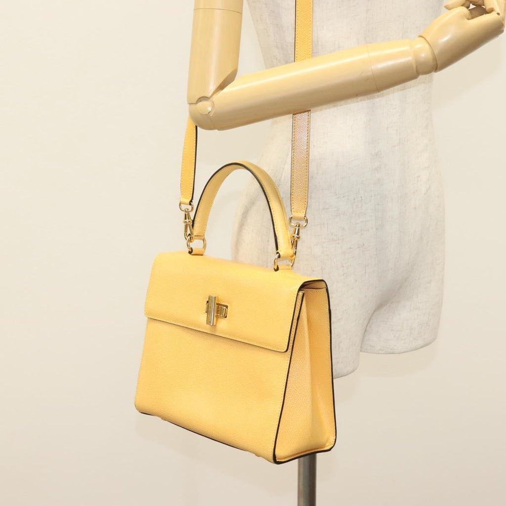 Celine Vintage Convertible Turnlock Top Handle Bag Leather Yellow Leather Bag