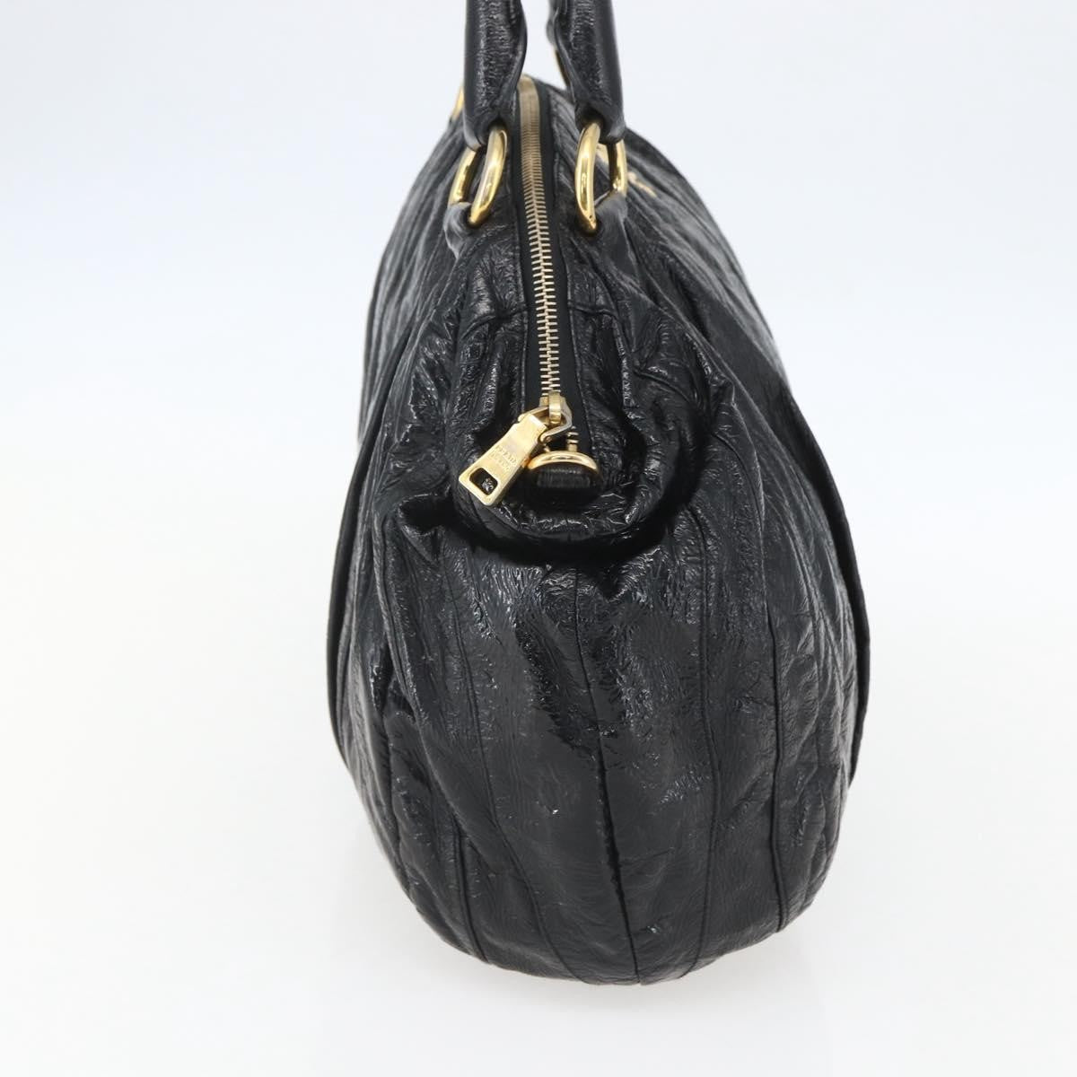 Prada Waves Hobo Leather And Tessuto Black Leather Handbag