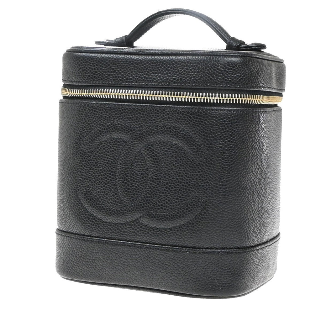 Chanel Vintage Timeless Cosmetic Case Caviar Black Leather Clutche & Pouche Bag