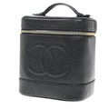 Chanel Vintage Timeless Cosmetic Case Caviar Black Leather Clutche & Pouche Bag