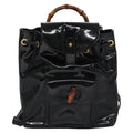 Gucci Vintage Bamboo Backpack Patent Black Patent_Leather Backpack Bag (Pre-Owned)