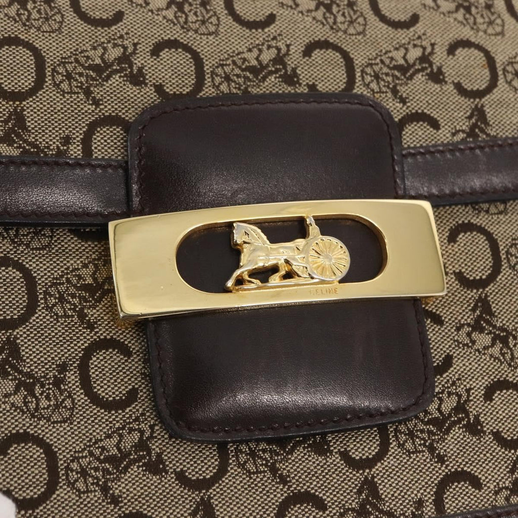 Celine Vintage Horse Carriage C Macadam Shoulder Bag Canvas And Leather Beige Canvas Shoulder Bag Bag