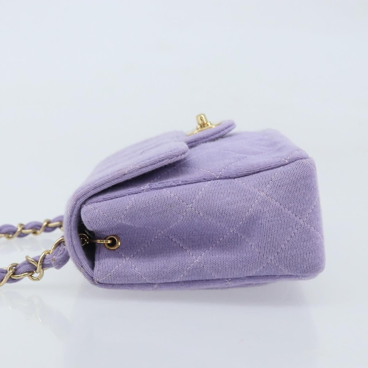 Chanel Square Classic Single Flap Bag Fabric Purple Cotton Crossbody Bag Bag