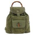 Gucci Gucci Bamboo Backpack Daim Khaki Leather Backpack Bag (Pre-Owned)