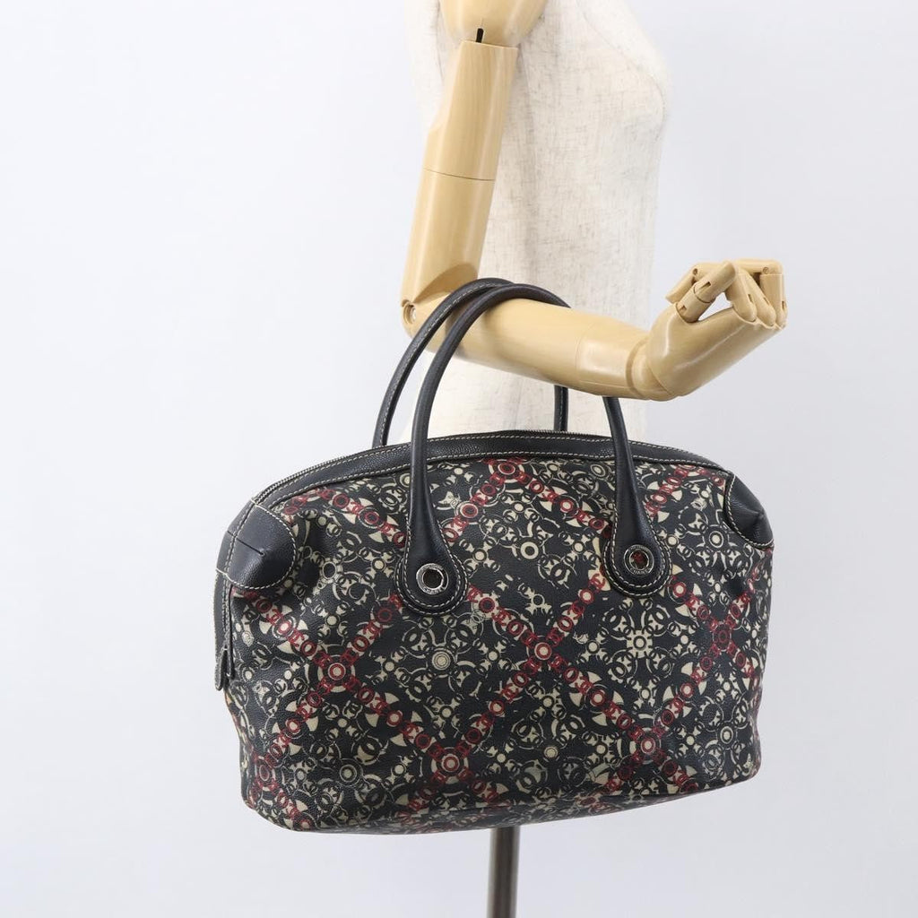 Chanel Optic Coco Bowler Bag Printed Coated Canvas With Caviar Black Pvc Travel Bag Bag